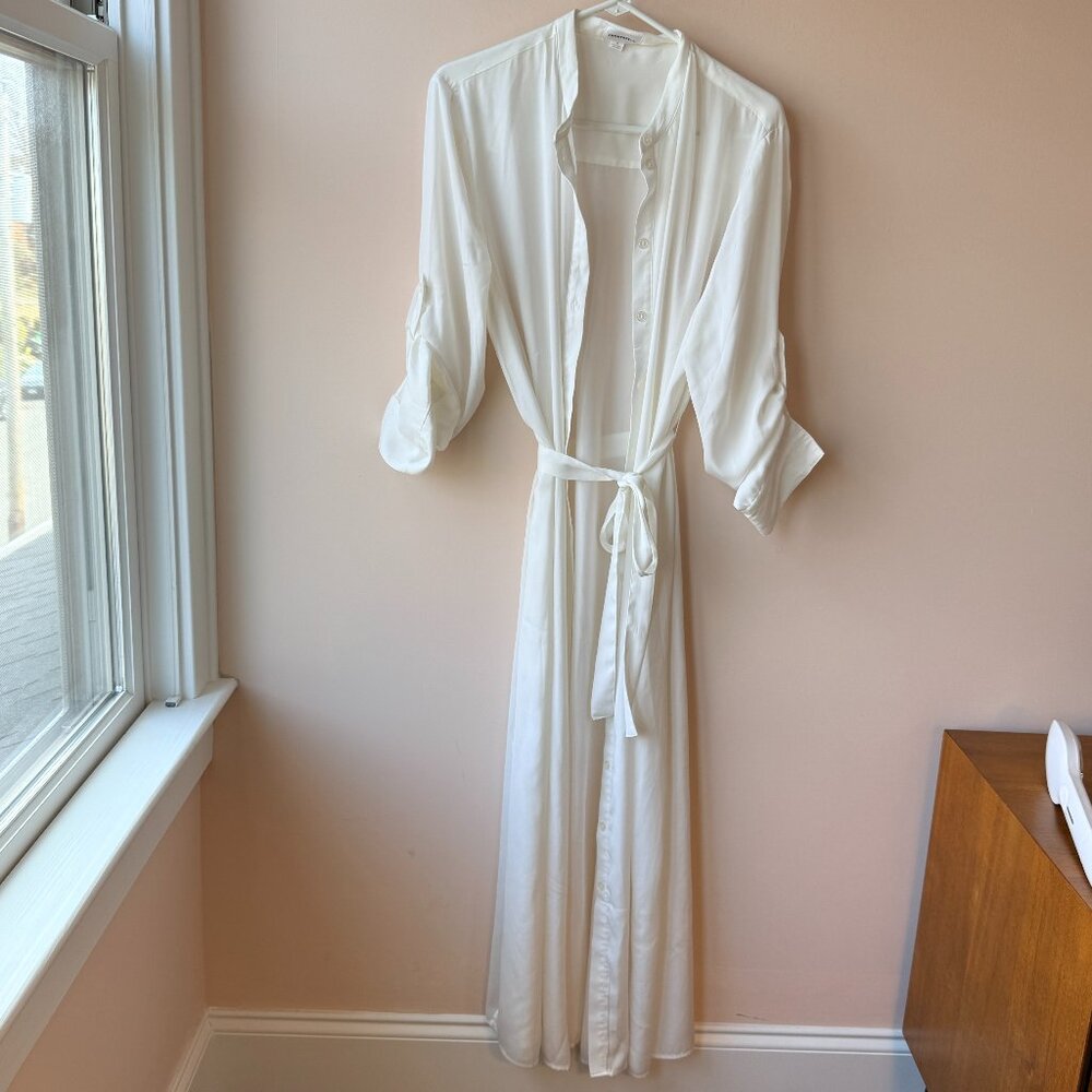 summersalt White Beach Coverup Button-Front Maxi Robe